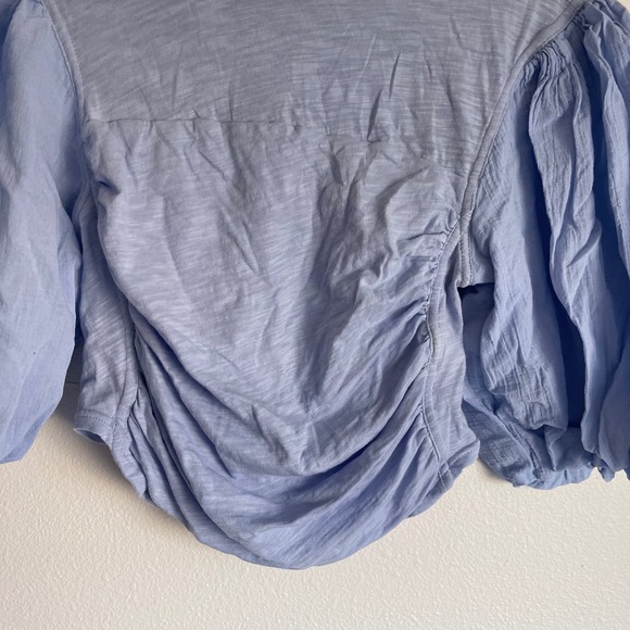 Free People Sweet Spot Cotton Puff Periwinkle Short Sleeve Top Size Small - Picture 6 of 10